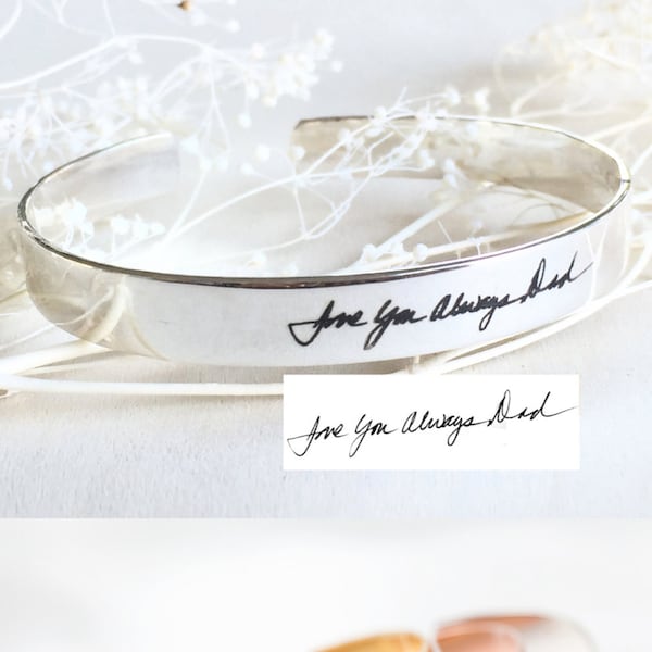 Handwriting cuff bracelet - Handwriting cuff bangle - Signature cuff - Handwriting jewelry - Memorial jewelry - Open cuff bracelet