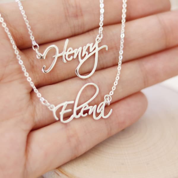 Two names necklace, 2 names necklace, double chain name necklace, layered personalized name necklace, dainty name necklace, anniversary gift