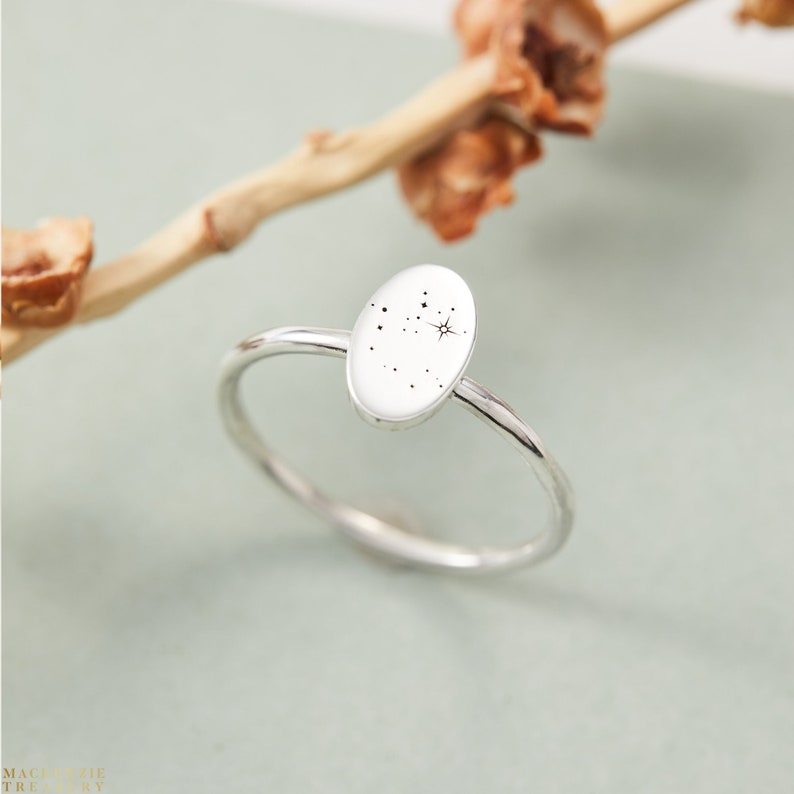 Star Signet Ring Custom Zodiac Ring Constellation Ring Modern Custom Ring Minimalist Ring Best Friend Gift Gift for Her image 1