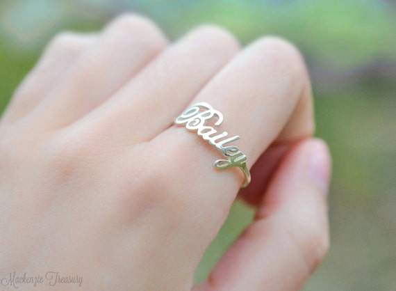 925 Silver Gold Initial Ring | Gold Filled Rings Tarnish | Name  Personalized Gold Ring - Customized Rings - Aliexpress