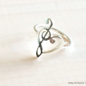 Music Note Ring - Heart music ring - Love of music necklace - G clef bass clef heart ring Silver music note ring music note jewelry