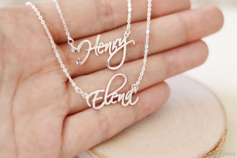 Two Names Necklace 2 Names Necklace Double Chain Name Etsy