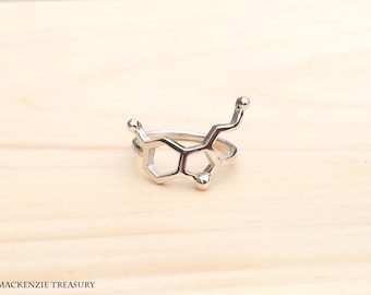 Serotonin Molecule Ring, Chemistry Ring, Molecule Happiness Ring, Friendship ring, Serotonin Molecule Ring, ANY molecule shape, Lucky gift