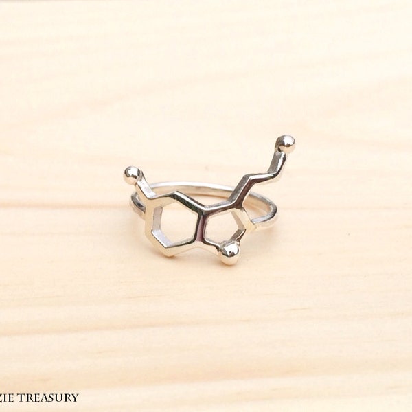 Serotonin Molecule Ring, Chemistry Ring, Molecule Happiness Ring, Friendship ring, Serotonin Molecule Ring, ANY molecule shape, Lucky gift