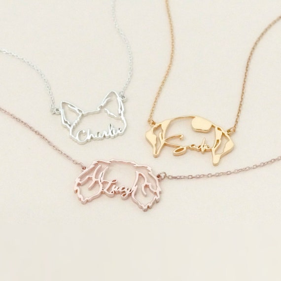Custom Dog Necklace - Personalized Cat Necklace - Pet Necklace with Name - Animal Pet Memorial Gift - Gift for Pet Lover - Pet Loss F75