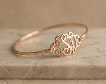 Pulsera con monograma personalizado - Brazalete con iniciales personalizadas - Pulsera con monograma personalizado - Regalo para damas de honor - Regalo para mamá - Plata esterlina