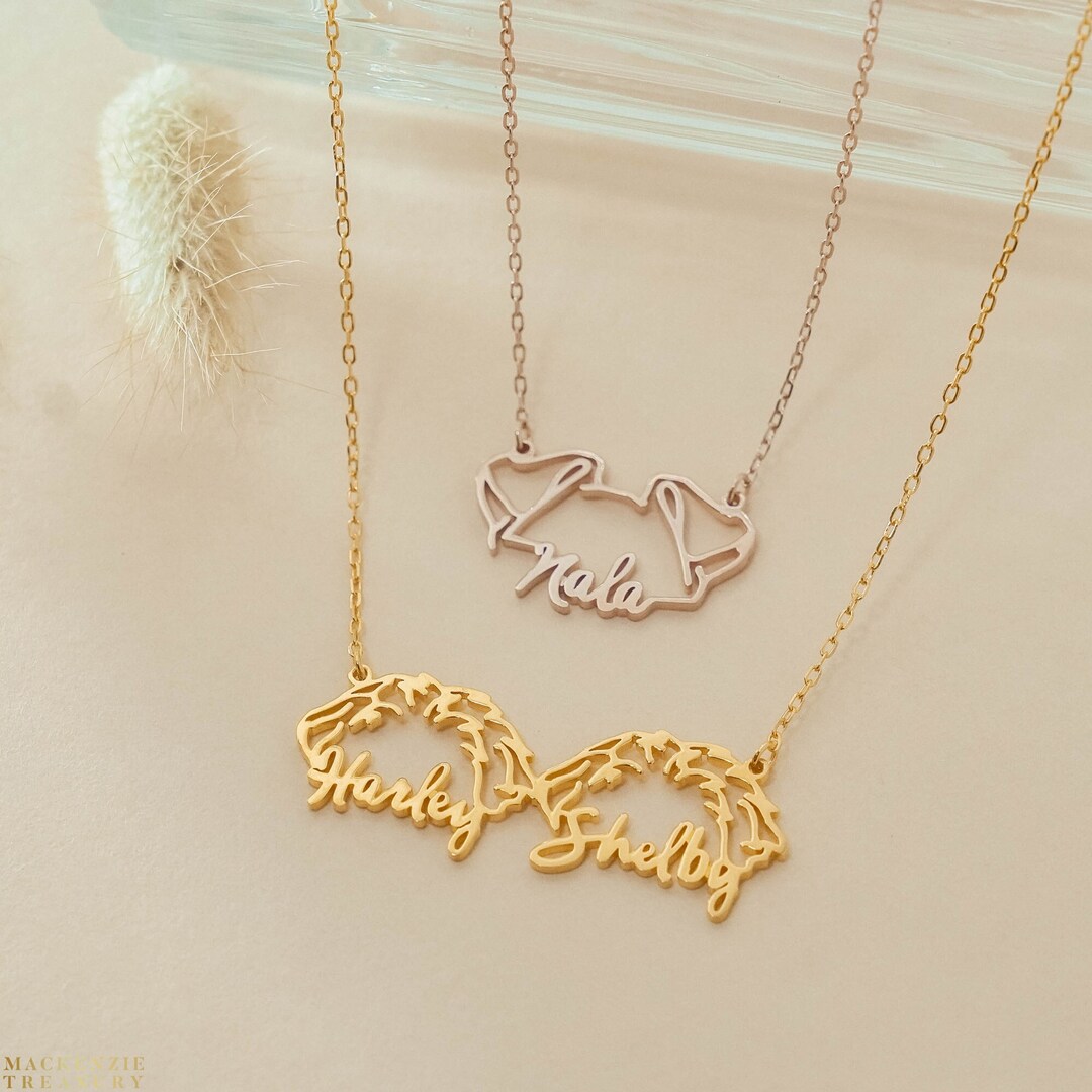 Dog Name Necklace Custom Pet Ears Necklace Custom Pet Jewelry Pet Name