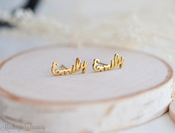 Personalized Name Curve Earrings, Custom Earrings Stud, Name earring, Personalized dainty jewelry, unique earring, great gift for Mom K7