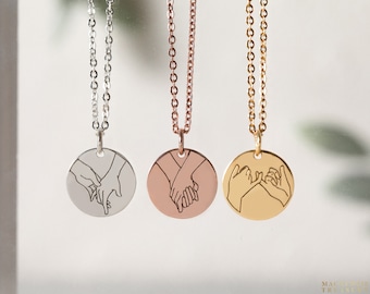 Hand Gesture Necklace - Disc Hand Sign Necklace - Personalized Jewelry