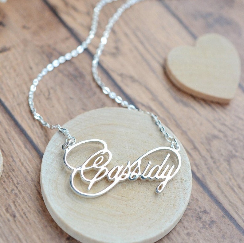 Infinity name necklace Personalized infinity necklace personalized necklace calligraphy Script necklace infinity Gift Unique Gift image 1
