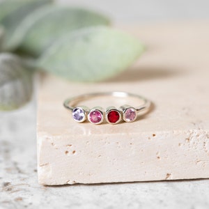 Triple birthstone ring Triple stone ring 3 birthstone ring Three birthstone ring Personalized Birthstone Ring STOCKING STUFFERS image 3