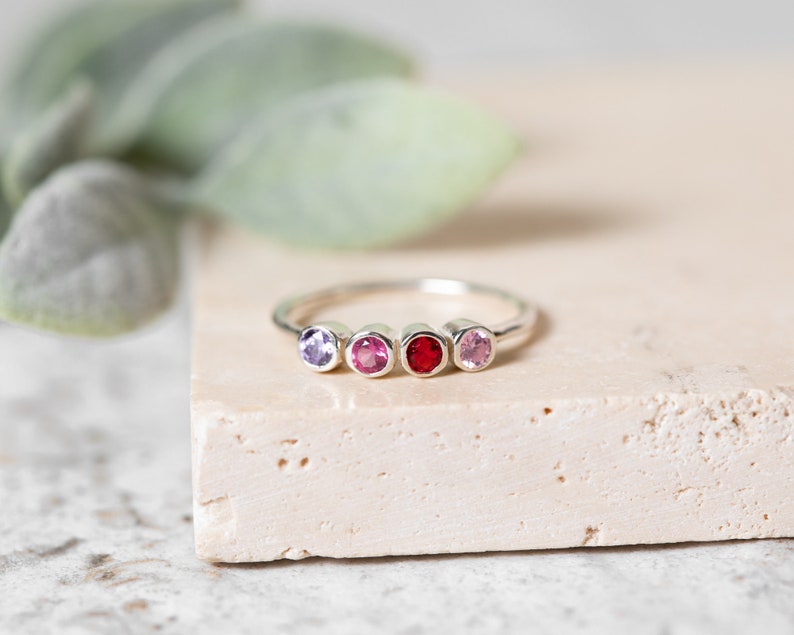 Triple birthstone ring Triple stone ring 3 birthstone ring Three birthstone ring Personalized Birthstone Ring STOCKING STUFFERS image 3