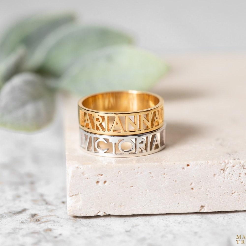 Cut out name ring Personalized name ring Modern name ring image 0