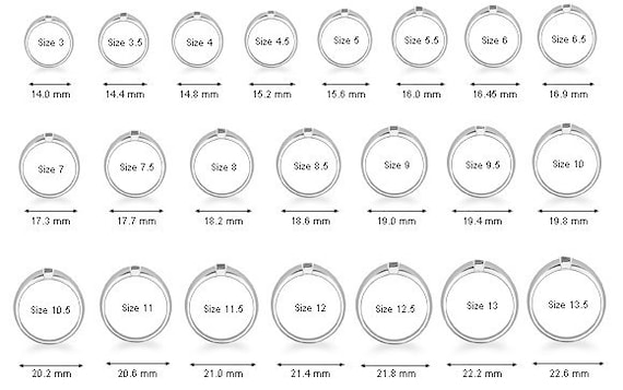 Ring size on sale letter to mm