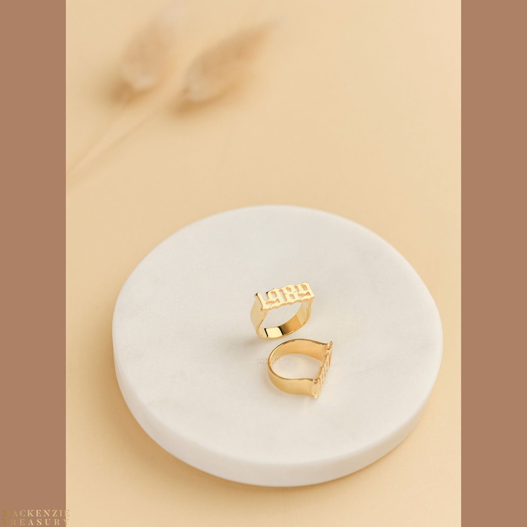Year Ring Gothic Year Ring - Date Ring - Number Ring - Year Signet Ring - Chunky ...