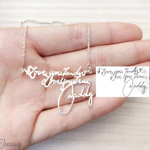 Personalized handwriting necklace, Message necklace, signature jewelry, Custom name necklace, Handmade Jewelry 925 Sterling Silver