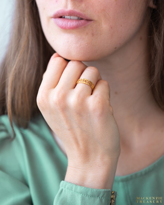 Cut out name best sale ring