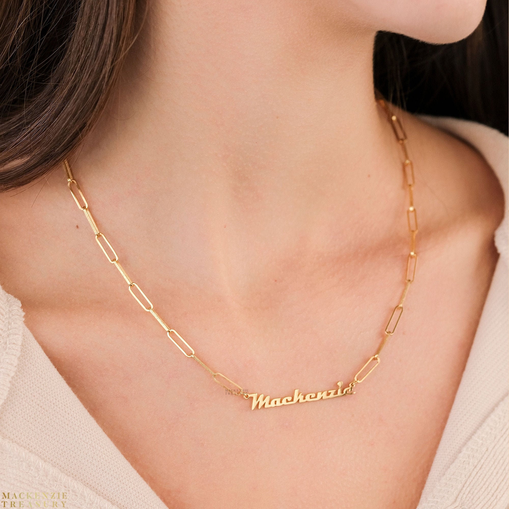 Paperclip Necklace With Personalized Names – Mint & Lily