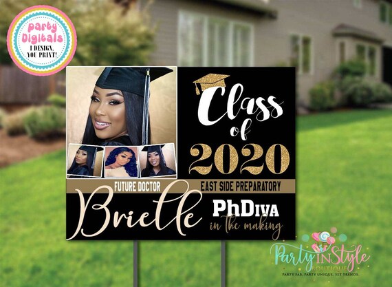 READ DESCRIPTION Below Digital Only 18x24 Graduation Yard Signs with PHOTO/Grad Sign/Grad Banner