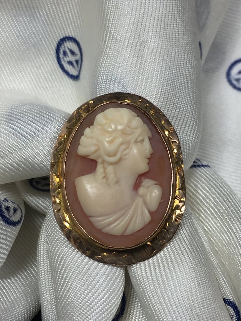 14K Stamp Gold Cameo Ring Size 3 3/4 Etsy