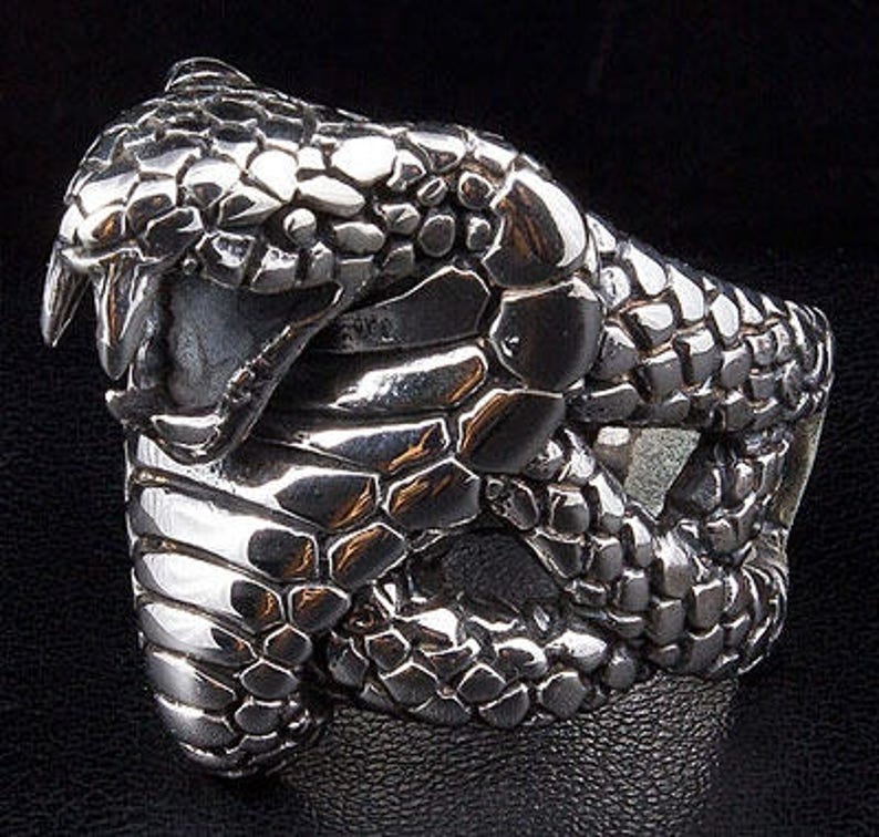 28.58 g Sterling Silver Size 11 Big /& Heavy Men/'s Ring King Cobra Men/'s Ring