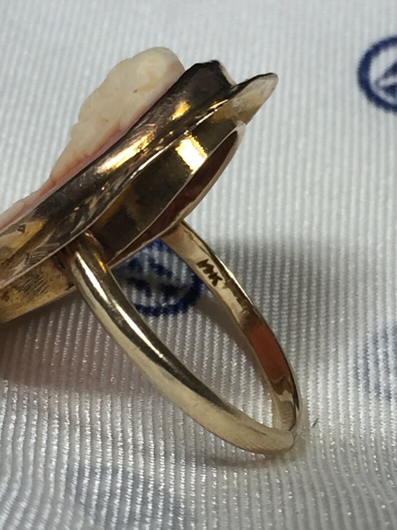 14K Stamp Gold Cameo Ring Size 3 3/4 Etsy