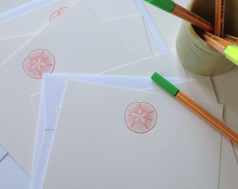 Set of 5 letterpress cards & envelopes - sand dollar