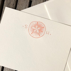 Sand dollar Personalized letterpress stationery Set of 25 cards & envelopes image 2
