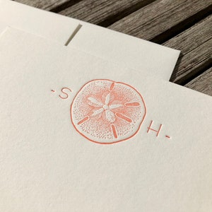 Sand dollar Personalized letterpress stationery Set of 25 cards & envelopes image 4