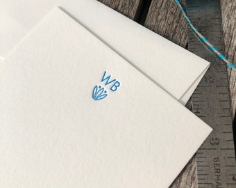 WB - Personalized letterpress stationery - Set of 25 cards & envelopes