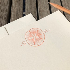 Sand dollar Personalized letterpress stationery Set of 25 cards & envelopes image 8