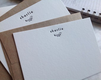 Charlie - Personalized letterpress stationery - Set of 25 cards & envelopes