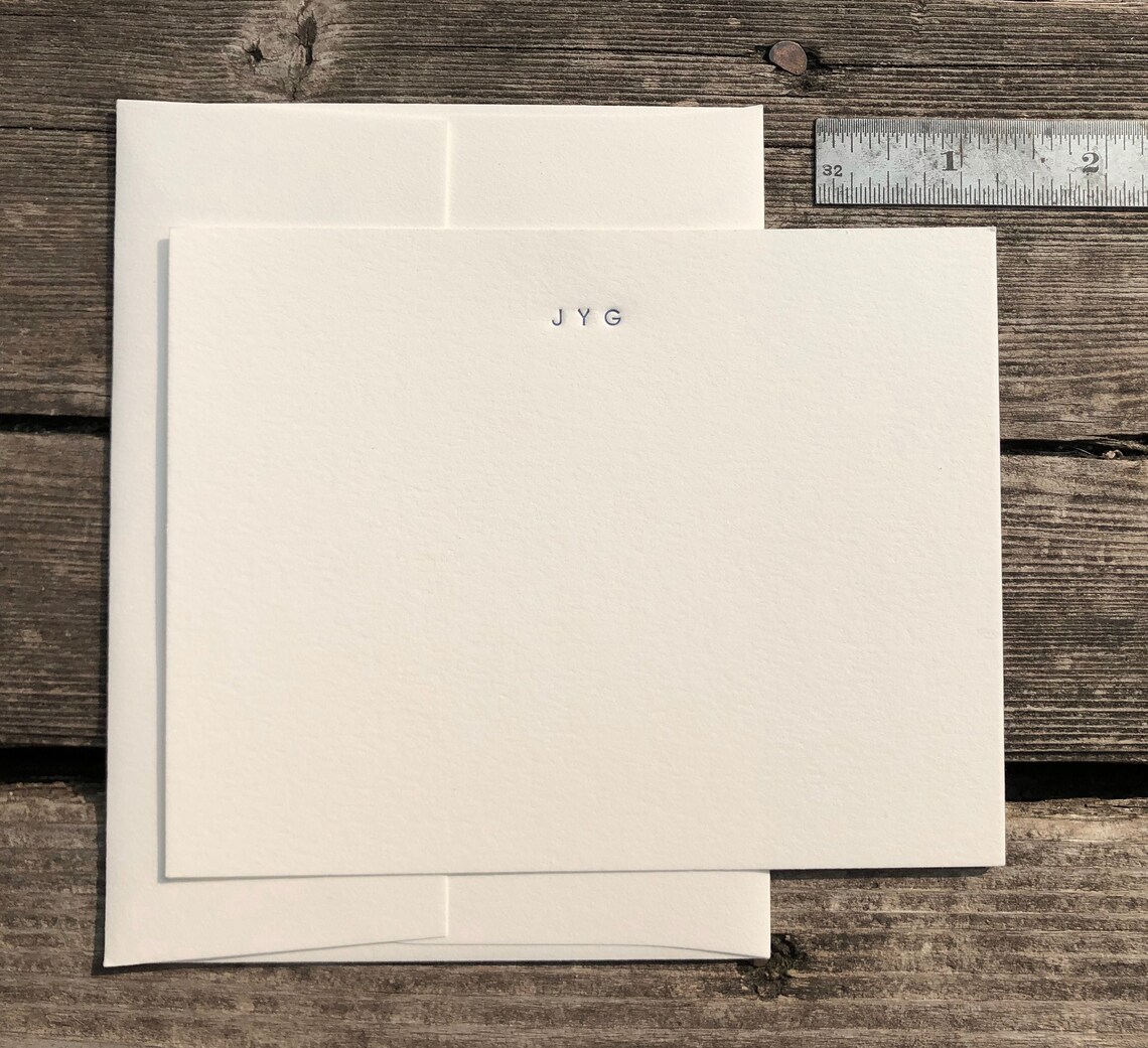 Personalized letterpress stationery MJK Set of 25 cards & Etsy