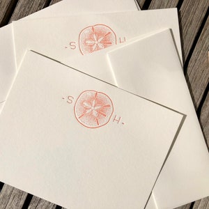 Sand dollar Personalized letterpress stationery Set of 25 cards & envelopes image 5