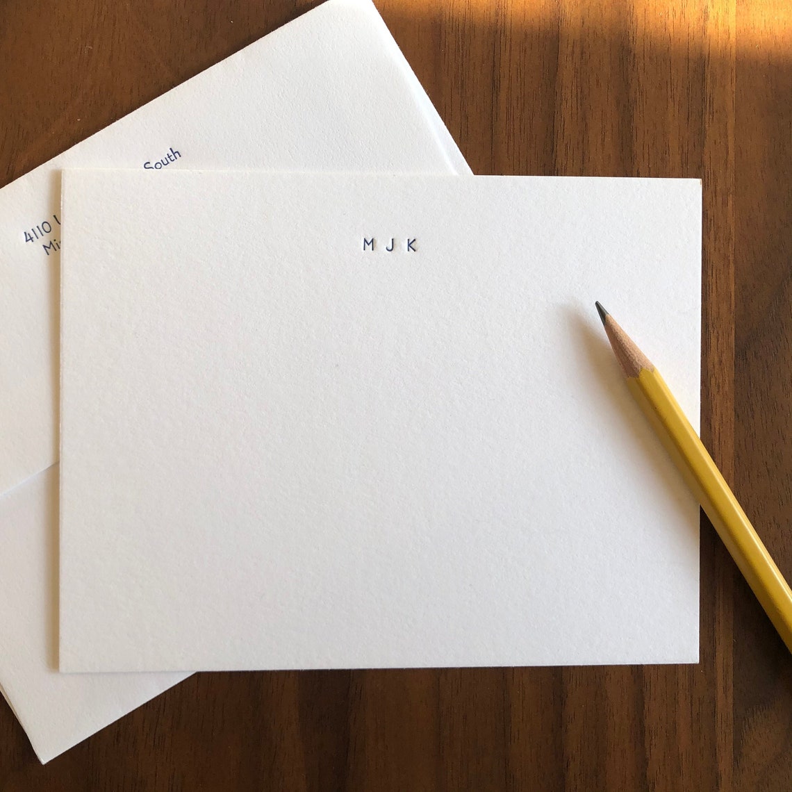 Personalized letterpress stationery MJK Set of 25 cards & Etsy