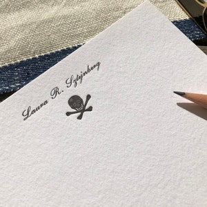 Tête de mort - Papeterie typographique personnalisée - Jeu de 25 cartes et enveloppes