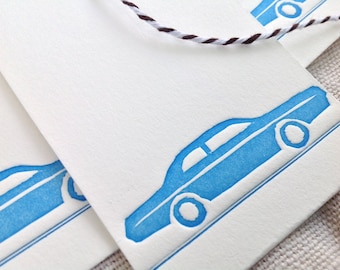 Etiquetas de regalo de Letterpress - Coche - Conjunto de 6