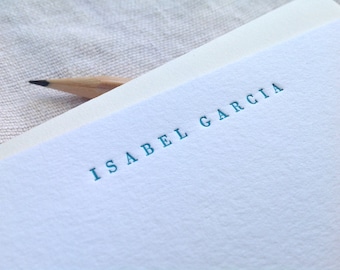 Personalized letterpress stationery - Isabel - Set of 25 cards & envelopes