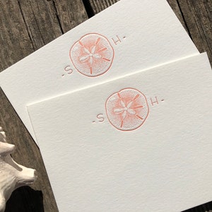 Sand dollar Personalized letterpress stationery Set of 25 cards & envelopes image 6