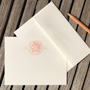 Sand dollar Personalized letterpress stationery Set of 25 cards & envelopes image 3