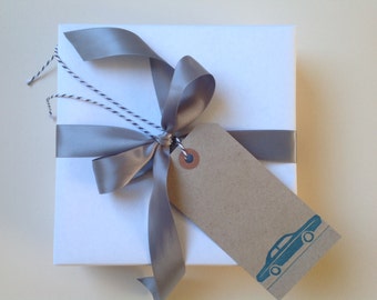 Letterpress gift tags - Car (kraft) - Set of 6