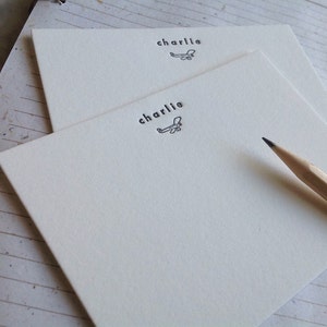 Charlie Personalized letterpress stationery Set of 25 cards & envelopes image 2