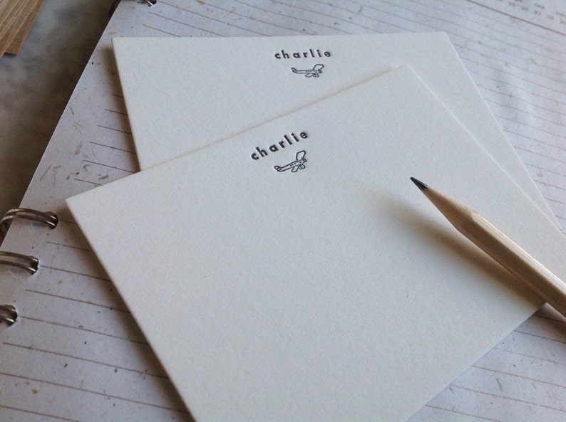 Charlie Personalized letterpress stationery Set of 25 cards & envelopes image 2