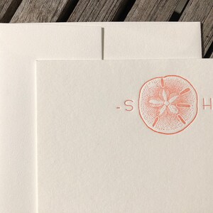 Sand dollar Personalized letterpress stationery Set of 25 cards & envelopes image 9