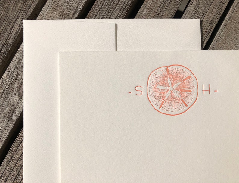 Sand dollar Personalized letterpress stationery Set of 25 cards & envelopes image 9