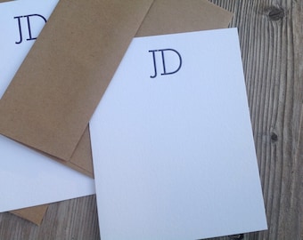JD - Personalized letterpress stationery - Set of 25 cards & envelopes