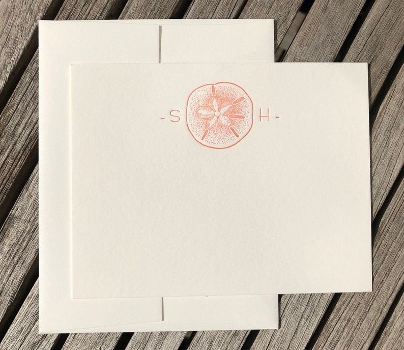 Sand dollar Papelería tipografía personalizada Juego de 25 tarjetas y sobres imagen 7