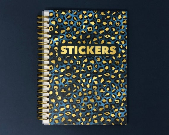 Reusable Sticker Book, Gold and Blue Leopard 