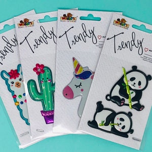 Grands stickers muraux brillants Woody's, 4 modèles ! Licorne, panda, cactus et lama !