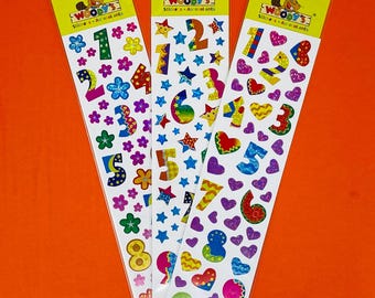 Woody’s Number Prismatic Stickers